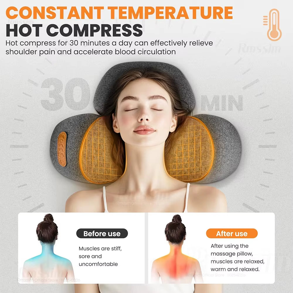 Pillow Massage Neck Hump, Traction Massager with Heat, 3 in 1 Neck Massage Pillow Heated Massages Necks Pillows Heated Traction