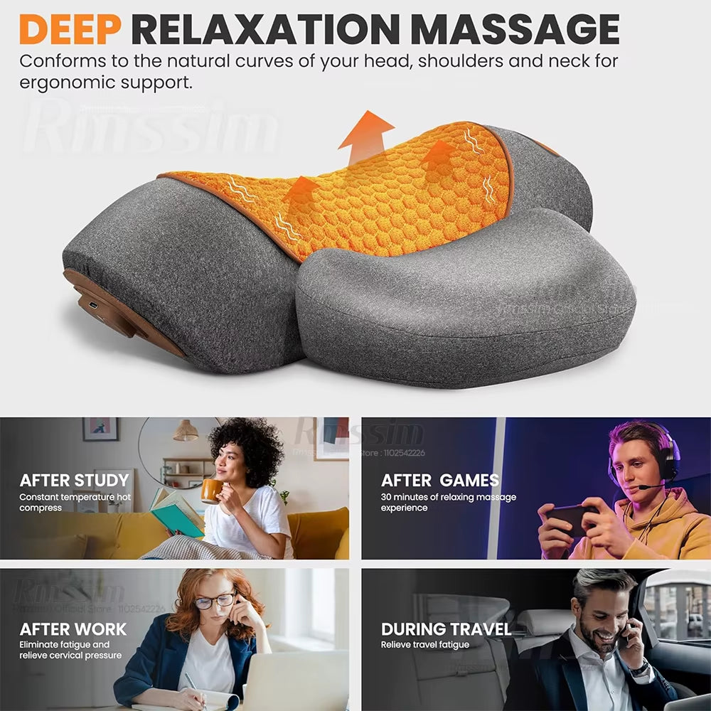 Pillow Massage Neck Hump, Traction Massager with Heat, 3 in 1 Neck Massage Pillow Heated Massages Necks Pillows Heated Traction