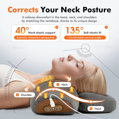 Pillow Massage Neck Hump, Traction Massager with Heat, 3 in 1 Neck Massage Pillow Heated Massages Necks Pillows Heated Traction